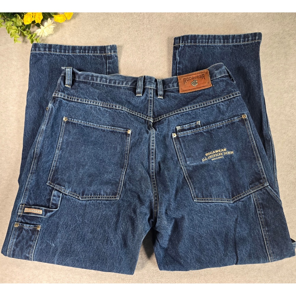 Rocawear Vintage Baggy Y2K Denim Jeans Men's Size 40x32 Logo Wide Leg Grunge